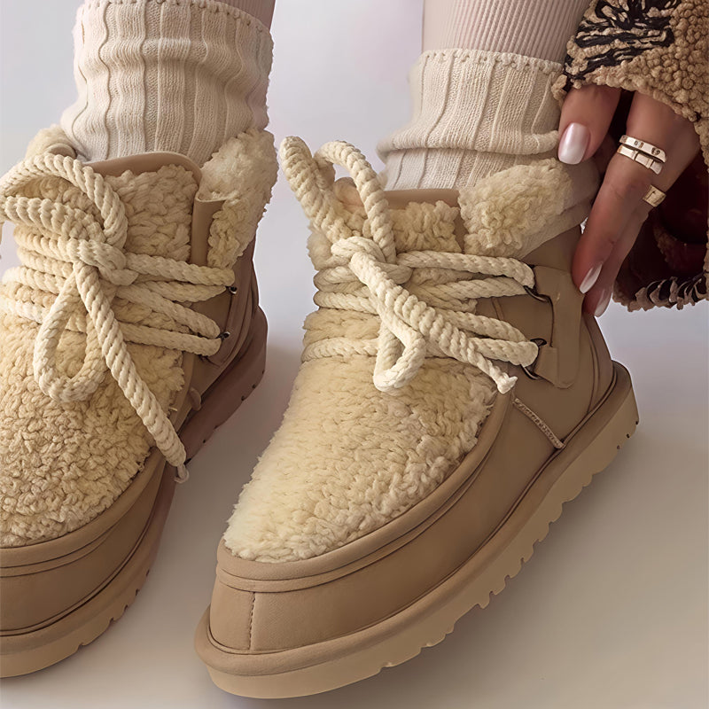 Cross Strap Velvet Thickened Warm Slip-on Snow Boots