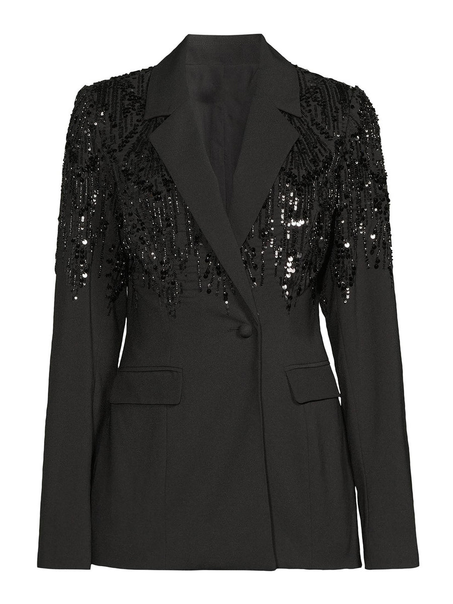Notch Lapels Sequin Structured Blazer