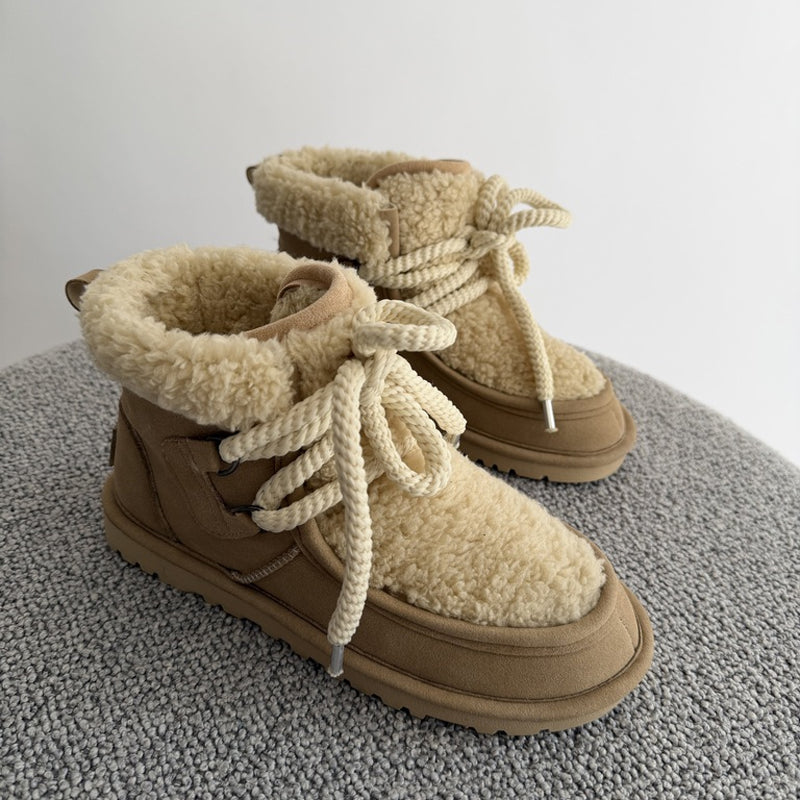 Cross Strap Velvet Thickened Warm Slip-on Snow Boots