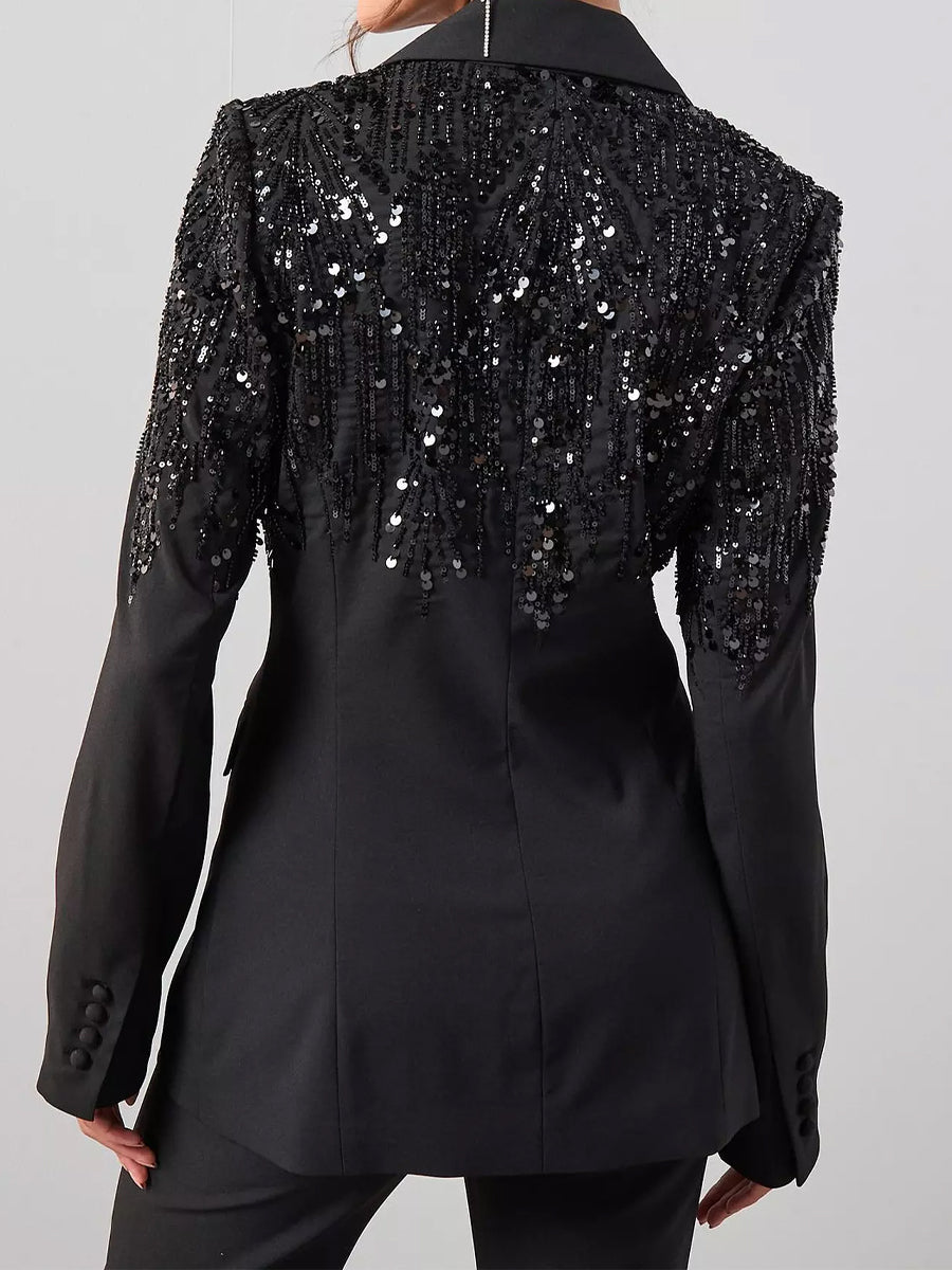 Notch Lapels Sequin Structured Blazer