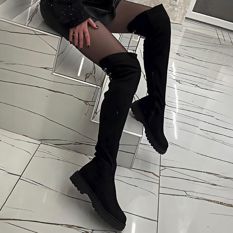 Shinny Strap Over-the-Knee Boots