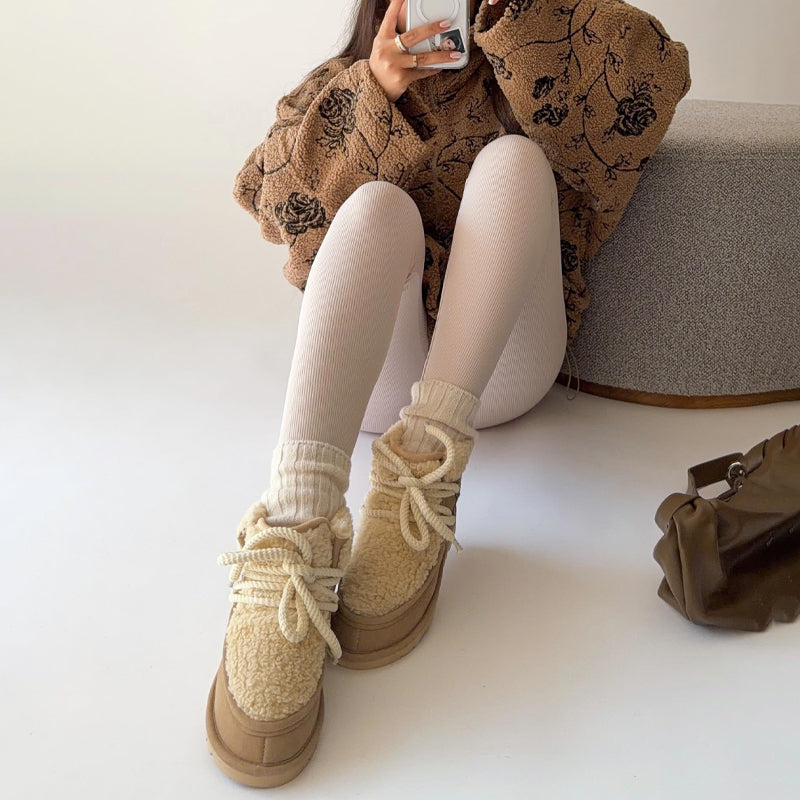 Cross Strap Velvet Thickened Warm Slip-on Snow Boots