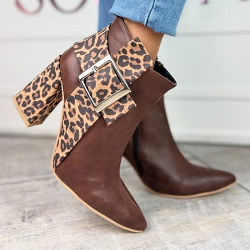Women's Chic Stitching Thick Heel Boots