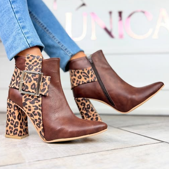 Women's Chic Stitching Thick Heel Boots