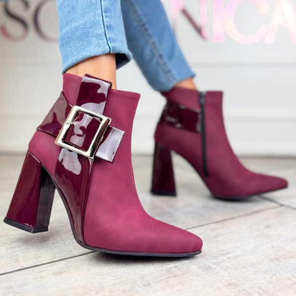 Women's Chic Stitching Thick Heel Boots